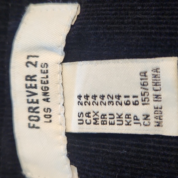 Forever 21- Black CorduroyZipper Front Skirt. Size 24/0. - Picture 2 of 3